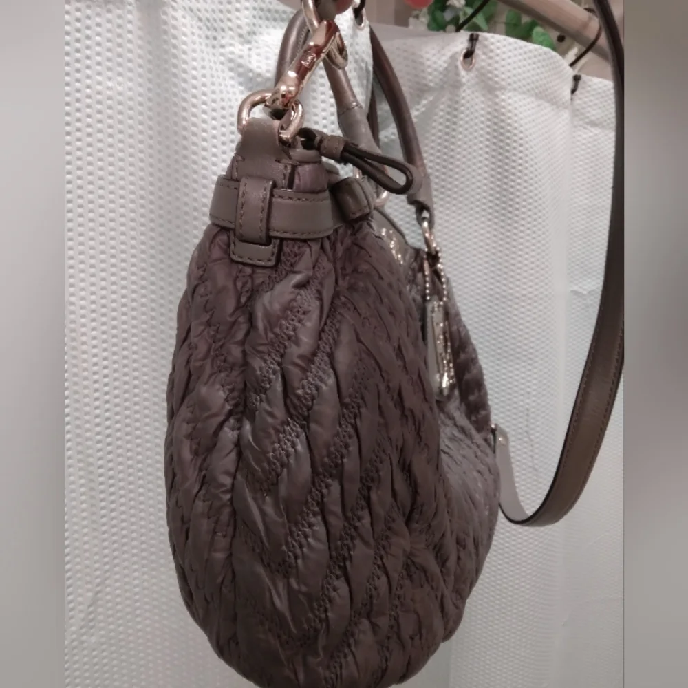 Coach Gray 70th Anniversary Madison Quilted Pleated Nylon Small Satchel